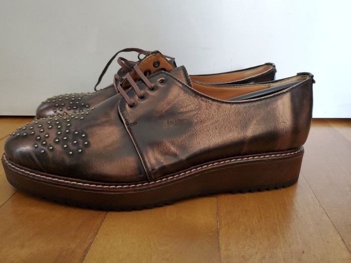 Amberone leather metal studded lace platform shoes NEW 5 5 UK
