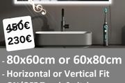 LED Bathroom Mirror 60x80 Defogger Bluetooth Speakers Shaver Toothbrush Socket