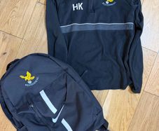 Belvedere FC Nike training top and school bag