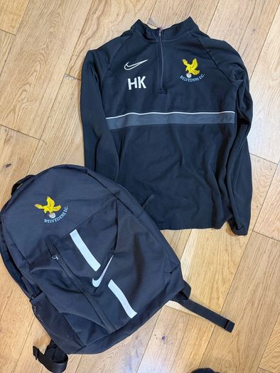 Belvedere FC Nike training top and school bag