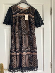 Oasis black lace short sleeved dress size 8