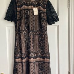 Oasis black lace short sleeved dress size 8