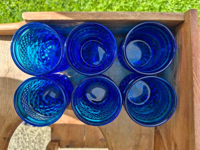 Vintage Anchor Hocking Blue Wexford Tumblers Set of 6