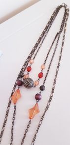 Beaded Necklace - 3 Chains Attached