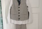 Grey Waistcoat, White Shirt & Tie Set & A Grey Suit Trousers