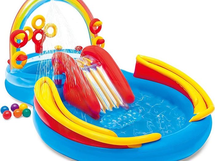 Dinoland Play Center Inflatable Water Play Center, Assorted Model (with and without volcano), Multicoloured, 333x229x112 cm, 280 Litres (FREE SHIPPING)
