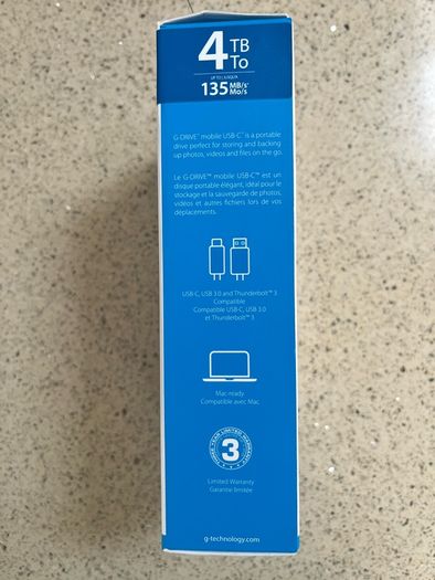 For Sale: Brand New, Unused 4TB G-Technology G-DRIVE Mobile USB-C Portable Hard Drive.