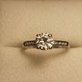 White Gold Moissanite Solitaire Ring with Accents Image 5