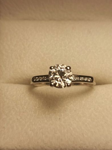 White Gold Moissanite Solitaire Ring with Accents