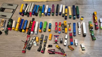 Toy lorries and cars