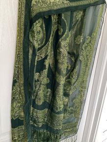 Vintage Green 100% silk scarf shawl