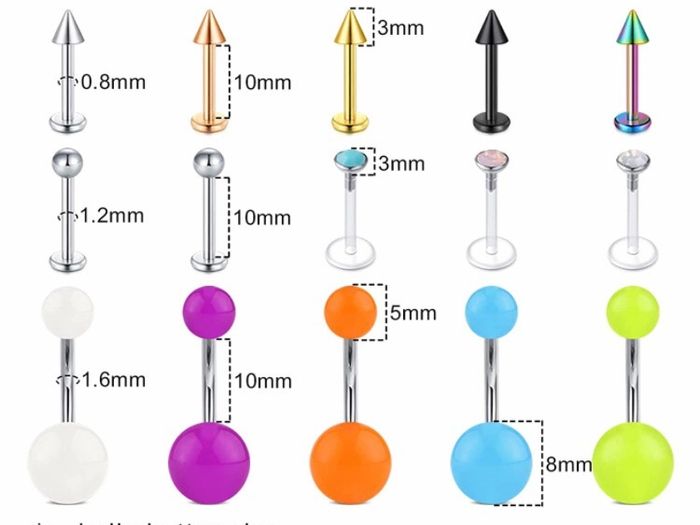 Mixed Piercing Kit,Piercing Kits for All Piercings Stainless Steel 14G 16G 18G 20G Nose Septum Cartilage Tragus Earrings Belly Nipple Tongue Smiley Lip Ring