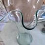 LARGE Vintage Blue/Green Vase With Deep Ruffled Flared Neck Image 5