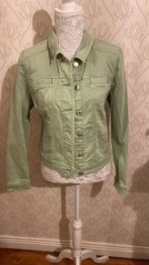 denim  jacket  lime green