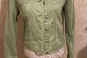 denim  jacket  lime green