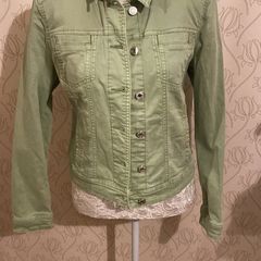 denim  jacket  lime green