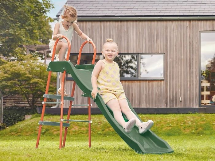 Haumea Freestanding Childrens 6ft Slide and Climbing Ladder - Suitable for 3 years Plus and Max User 50kg - 1 Year Warranty (Green Orange)