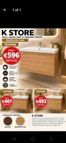 K store space saving  wall hung units and basin