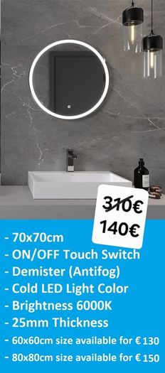 LED Mirror Antifog Demister 70cm