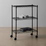 3-Shelf Storage Unit on Wheels with Height Adjustable Shelves and Adjustable Levelling Feet - 340kg Max Weight, Black Image 2