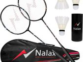 Badminton Set, 2 Player Badminton Rackets Professional Graphite High-Grade Badminton Racquet with 3 Shuttlecocks and 1 Carrying Bag for Backyard Games Suitable for Amateurs and Professionals
