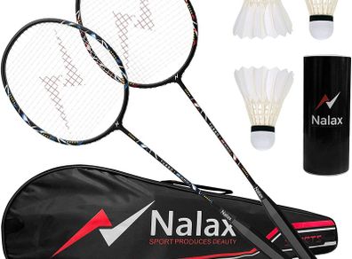 Badminton Set, 2 Player Badminton Rackets Professional Graphite High-Grade Badminton Racquet with 3 Shuttlecocks and 1 Carrying Bag for Backyard Games Suitable for Amateurs and Professionals