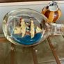 Miniature Antique Tall Ship in a Triangular Dimpled Bottle Image 8
