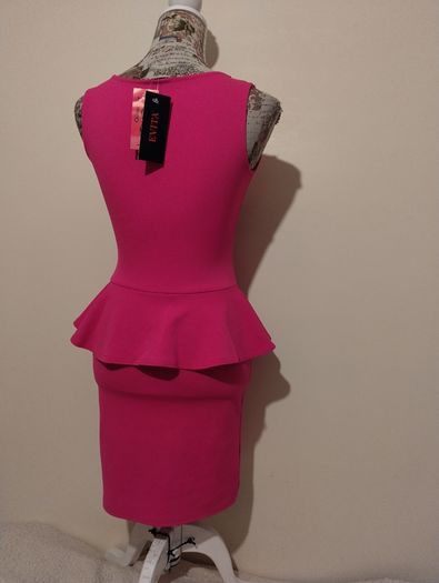 Evita Pink Peplum Dress, New With Tags