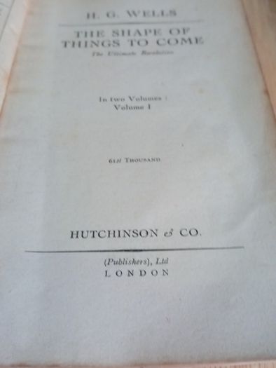 H G Wells The Shape Of Things To Come