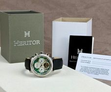 Heritor - Automatic Aura - Day/Date - Open Heart - Silver/White