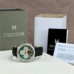 Heritor - Automatic Aura - Day/Date - Open Heart - Silver/White