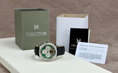 Heritor - Automatic Aura - Day/Date - Open Heart - Silver/White