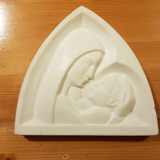 Beautiful Alabaster Image Of Virgin Mother And  Child By French Sculpture  R Gourdon