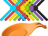 6 Pack Non-Slip Foldable Silicone Trivets, SourceTon Collapsible Cross Design Silicone Trivets in Cute Colors, Silicone Pot Holder, Hot Pad, Pot Holder, Free Bonus Spoon Rest/Balloon Whisk Rest
