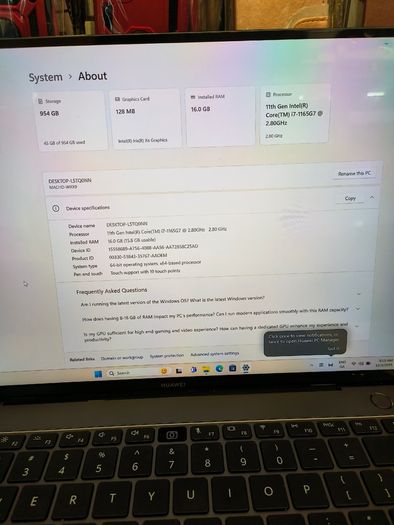 Huawei MateBook X Pro Laptop 14.2 inch, i7 11th Gen, 16GB RAM, 1TB SSD, Windows 11 Pro, Touch