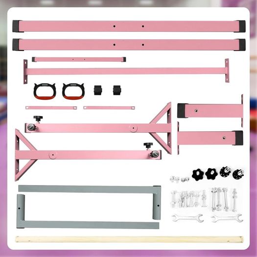 Gymnastics Bar Horizontal Bar with Gymnastic Rings for Kid 13 Height Adjustable
