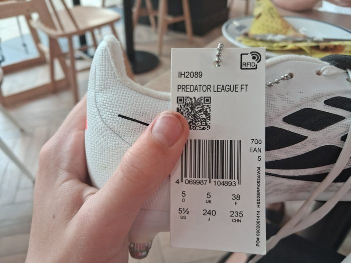 Adidas Predator white and coral soft ground studs size UK 5