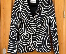 Max Mara Silk Blend Geometric Print Blazer Jacket EU 38 UK 10 Black White