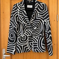 Max Mara Silk Blend Geometric Print Blazer Jacket EU 38 UK 10 Black White