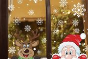Christmas Window Stickers, Peeping Santa and Rudolph Window Clings Snowflake Decal for Xmas Window Decoration (FREE POSTAGE)