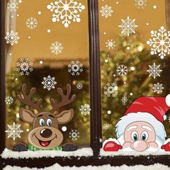 Christmas Window Stickers, Peeping Santa and Rudolph Window Clings Snowflake Decal for Xmas Window Decoration (FREE POSTAGE)