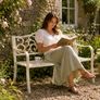 Antique White 2 Seater Metal Garden Bench with Decorative Scroll Backrest Image 7