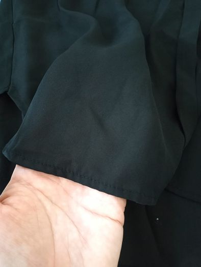 Ladies Black Top With Chiffon Detail