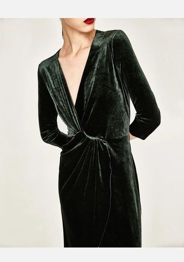 Green Velvet knee length dress M