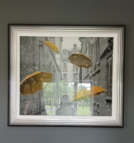 Yellow Umbrellas On The Street Framed Wall Art