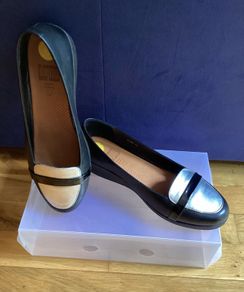 FitFlop F-POP Loafer Slip On Flat Shoes Black & Silver Size 41