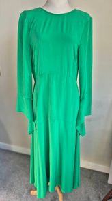 Victoria Beckham midi green silk dress size 10
