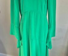 Victoria Beckham midi green silk dress size 10