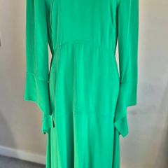Victoria Beckham midi green silk dress size 10