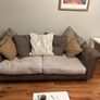 3 seater luxury leather and material cushion back sofa Image 6